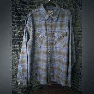 DIXXON Suicidal Tendencies Blue and Gray Plaid Button Down Shirt